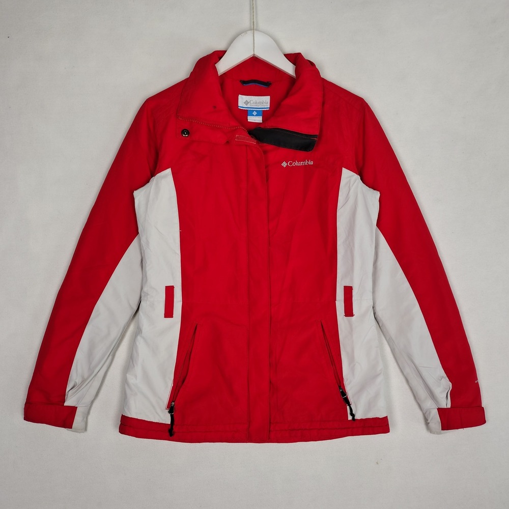 Columbia Omni-Shield Jacket Womens Small Red White Colorblock Full Zip Outdoor